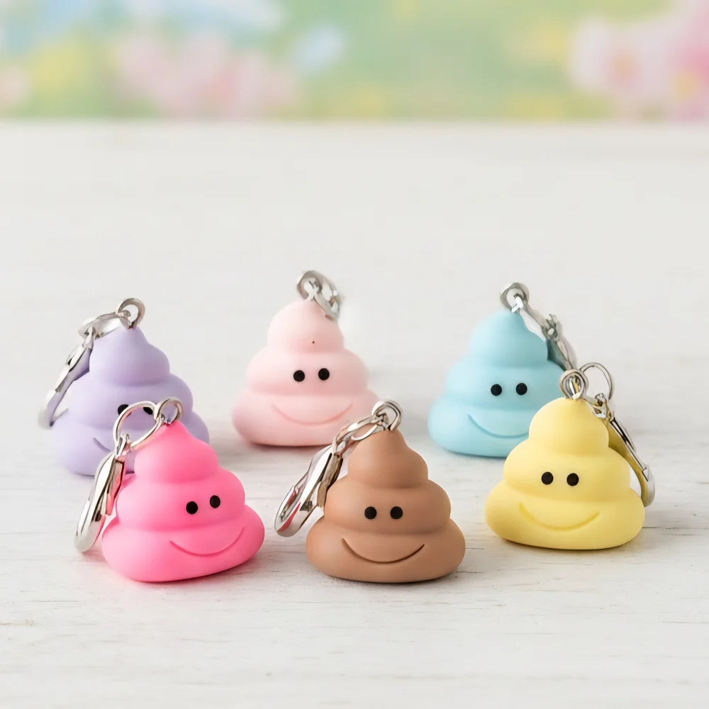 6 Smiley Poop Keychains - Picture 1 of 1
